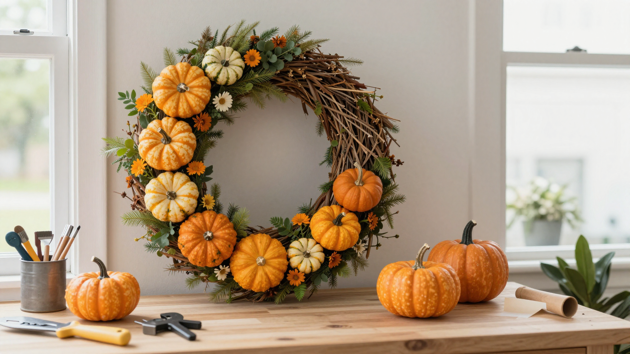 Rustic Farmhouse Pumpkin and Burlap Wreath: My Kids’ Favorite - DIY Fall Wreaths: 10 Creative Ideas to Try