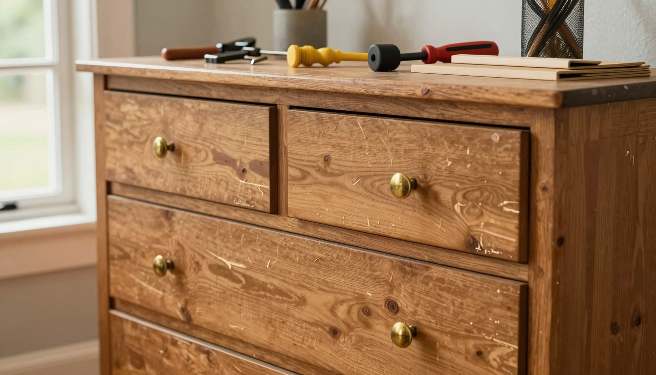 How I Gave Our Hand-Me-Down Dresser a Fresh Look (And Saved $200!) - How to Give Old Furniture a New Life with Paint and Hard