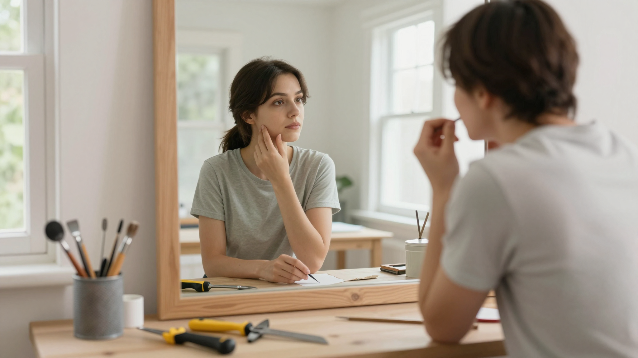 Getting Started: What I Learned Before Lifting a Brush - Updating a Plain Mirror with a Custom Frame